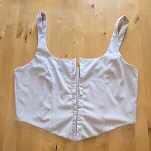 Ladies Corset Tank Top Sz Extra Large XL Tank Hook and Eye White